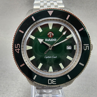 Rado Captain Cook Dive Watch Men 41mm Green Dial Steel Date Automatic Custom Run1