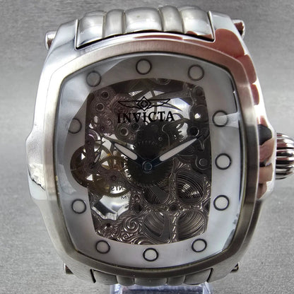 Invicta Lupha Watch Men 48mm Skeleton Dial Silver Tone Manual Wind 1252 Runs1