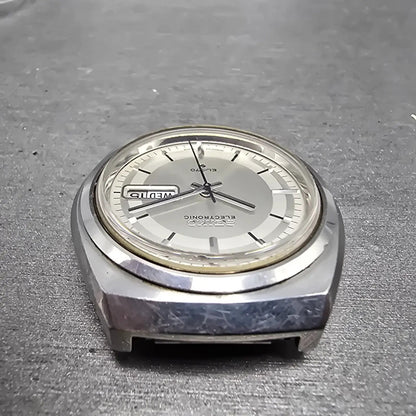 Seiko Electronic EL-370 Watch Men 39mm Silver Dial Steel Daydate 3703-8020 PARTS5