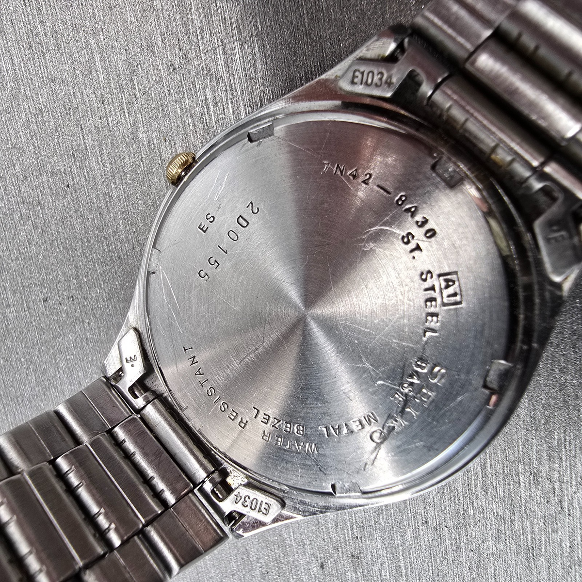 Seiko Watch Men 35mm Gray Dial Two Tone Date Round 7N42-8A30 New Battery JP10