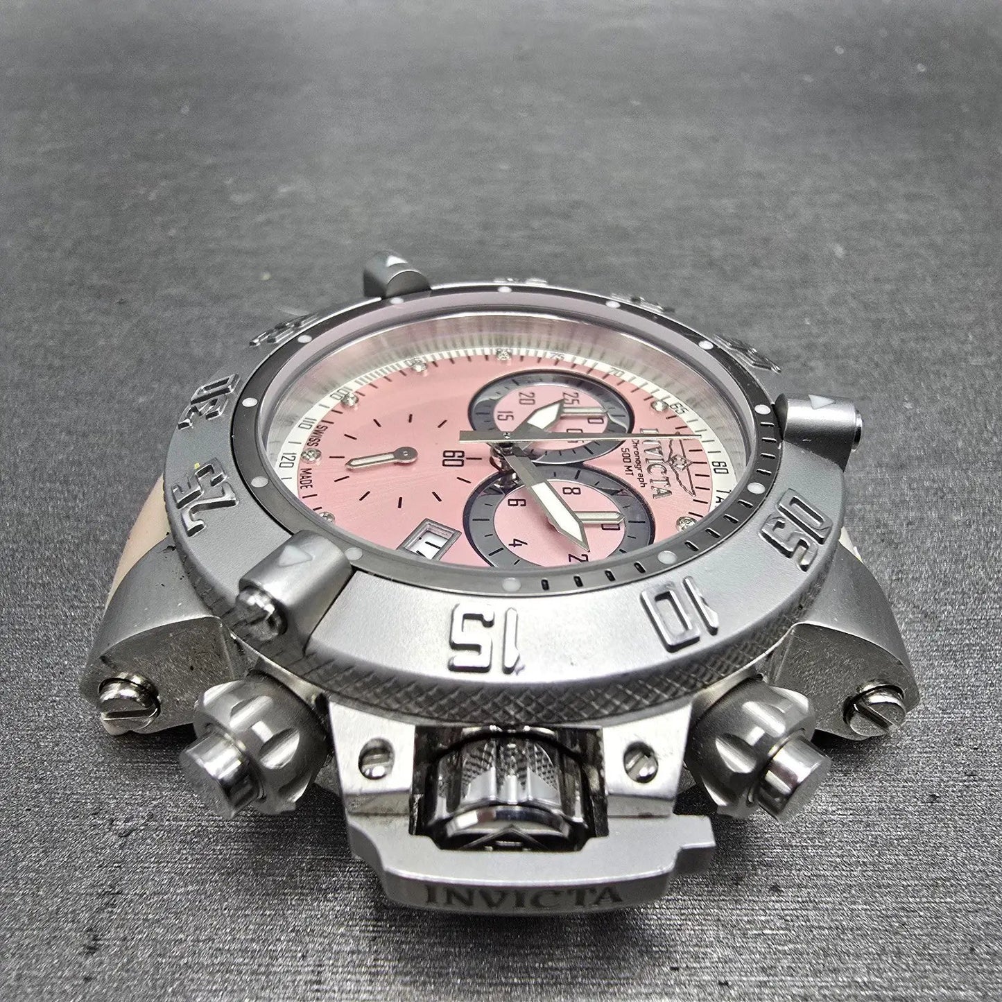 Invicta Sub Aqua Noma III Chronograph Watch Women 42mm Pink Dial Steel New Batt6