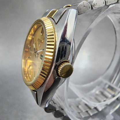 Seiko 5 Automatic Watch Women 24mm Champagne Dial Two Tone Daydate 42060510 Run2