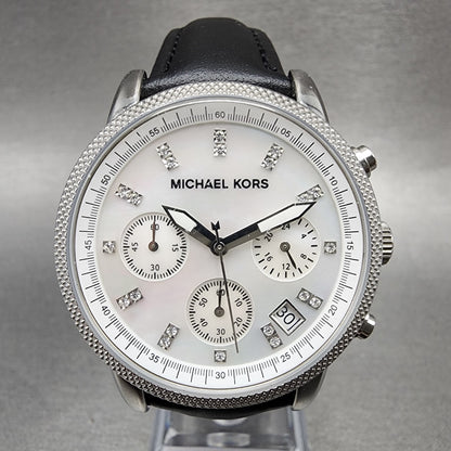 Michael kors Chronograph Watch Women 32mm MOP Dial Steel Date MK5049 New Batt0