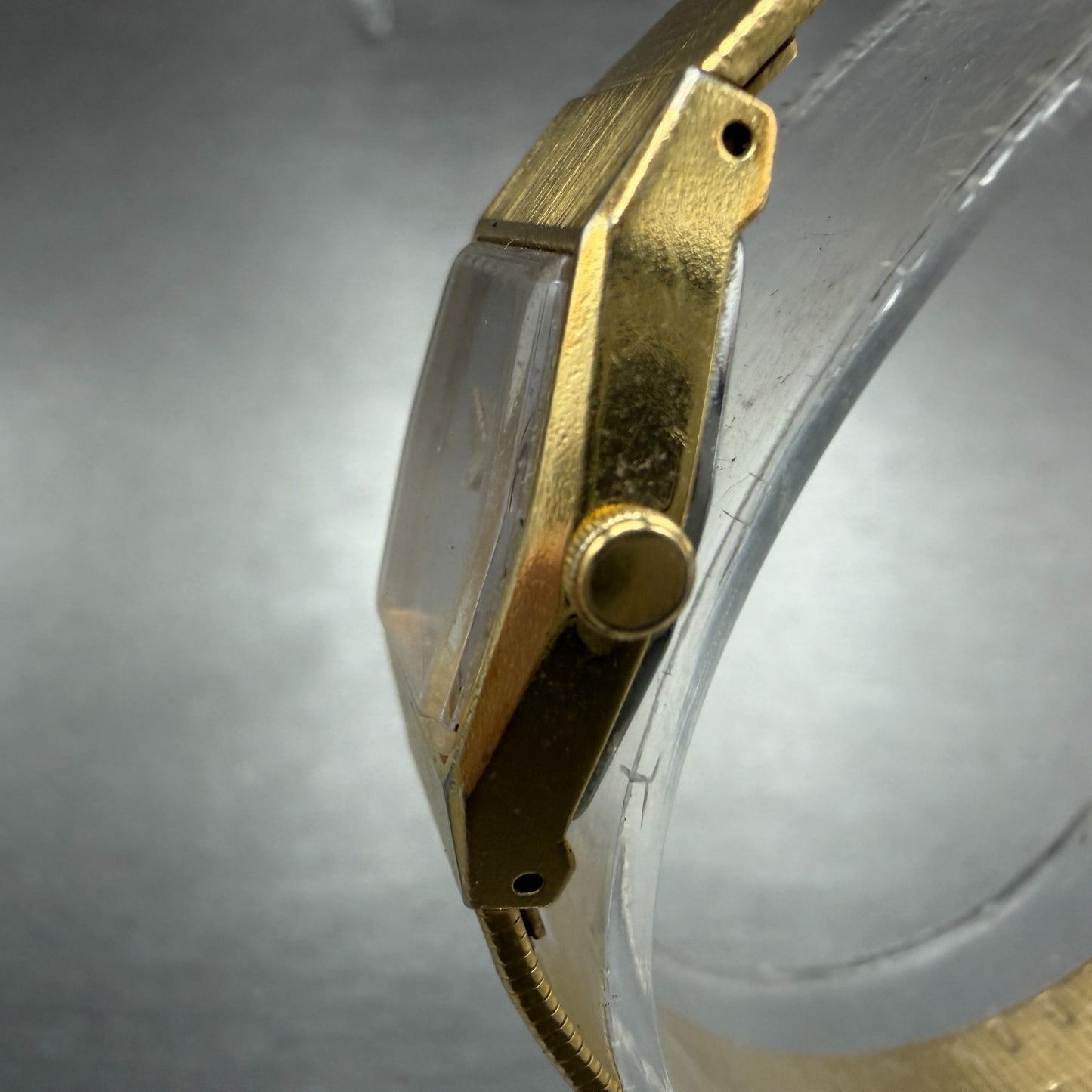 Seiko Watch Women 17mm Silver Dial Gold Tone Hexagon 2C20-5790 New Battery Jh72