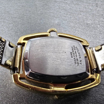 Bulova Dior Tank Watch Women 25mm Champagne Dial Gold Tone Manual PARTS Vintage10