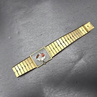 Bulova Tank Watch Men 24mm Black Dial Gold Tone Rectangle Diamond PARTS NO BACK10