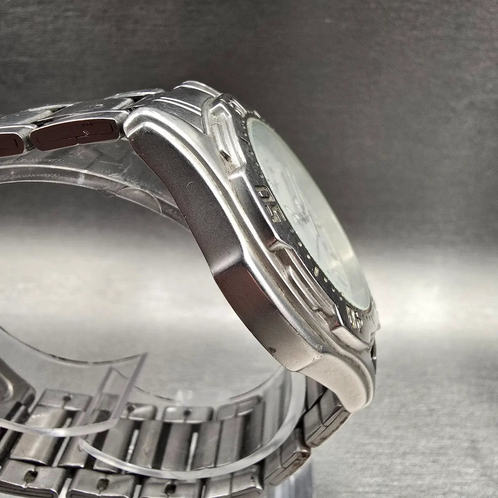 Seiko Alba Watch Men 41mm White Dial Silver Tone Daydate Round V743-8B60 New Bat3