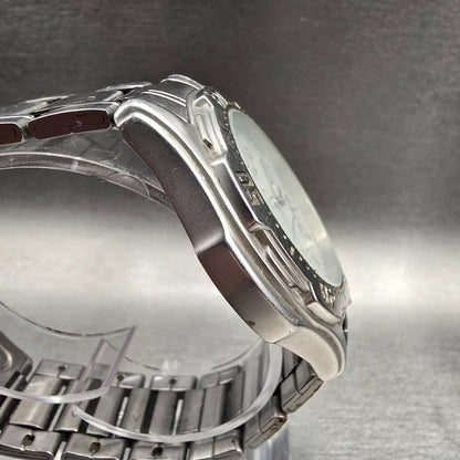 Seiko Alba Watch Men 41mm White Dial Silver Tone Daydate Round V743-8B60 New Bat3