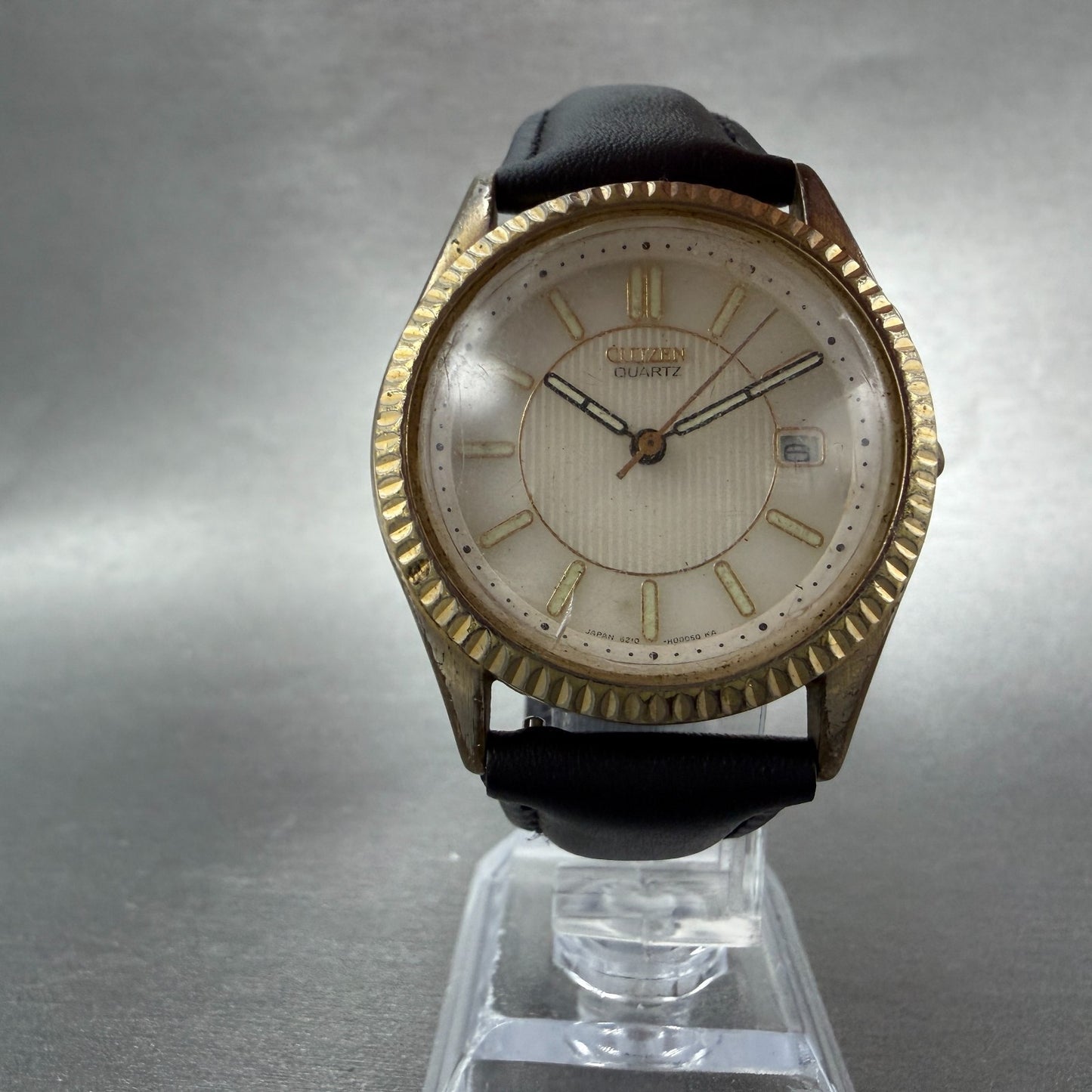 Citizen Watch Men 36mm White Dial Gold Tone Date Round 6210-H00044 New Battery5