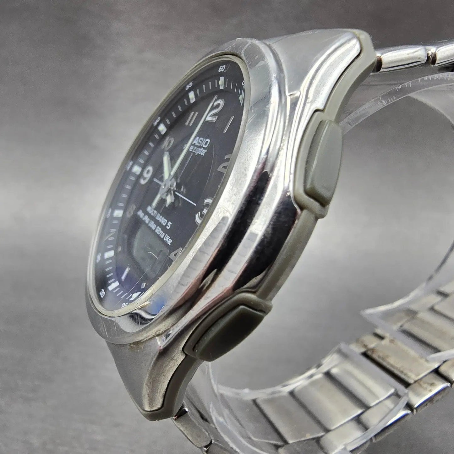 Casio Waveceptor Watch Men 41mm Black Dial Analog Digital Steel WVA-M480 Works2