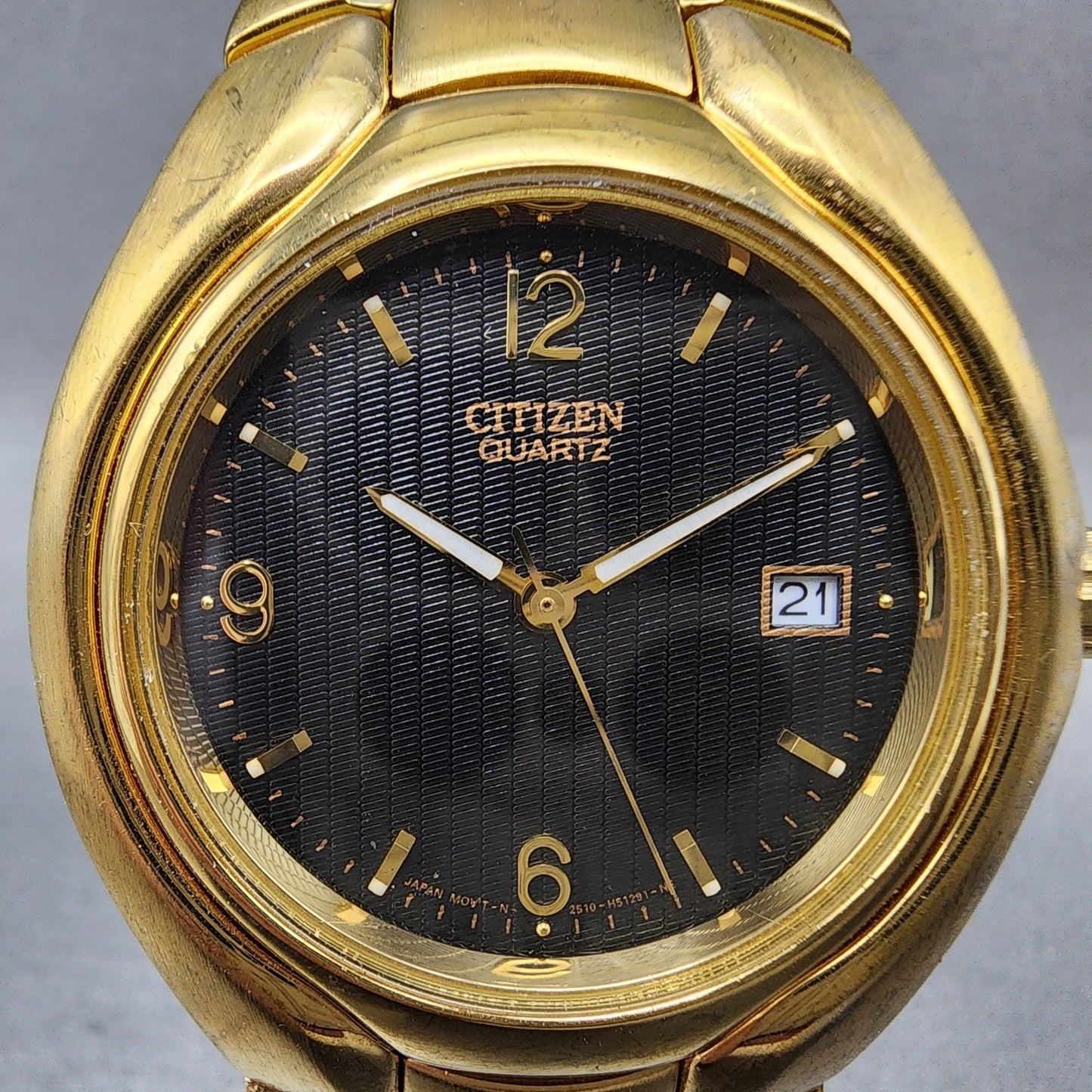 Citizen Watch Men 37mm Black Dial Gold Tone Round 2510H29850 New Battery1