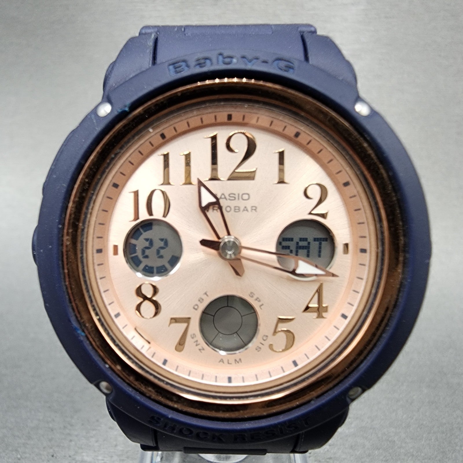 Casio BabyG BGA150PC Watch Women 43mm Blue Analog Digital Alarm New Battery0