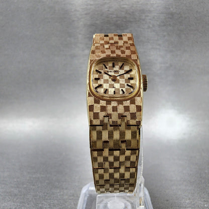 Seiko Watch Women 16mm Gold Dial Gold Tone Manual Rectangle 113399 Runs5