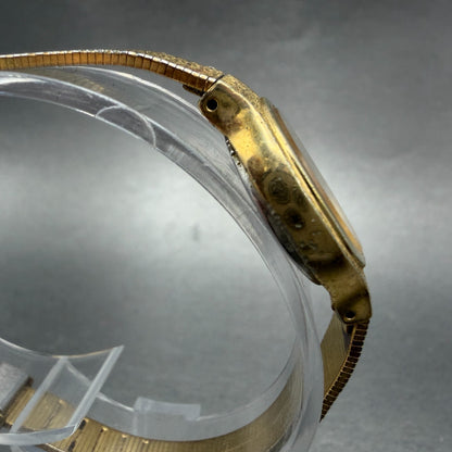 Seiko Watch Women 20mm Champagne Dial Gold Tone Oval 2320-5350 New Battery VTG3