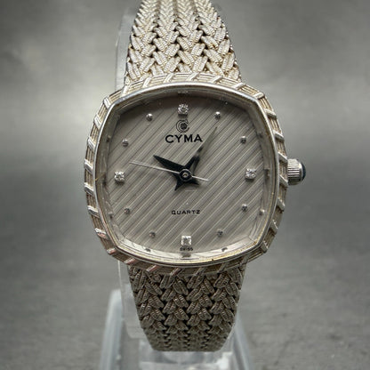 Cyma Watch Women 22mm Silver Dial Silver Tone Rectangle Mesh E616 New Battery0
