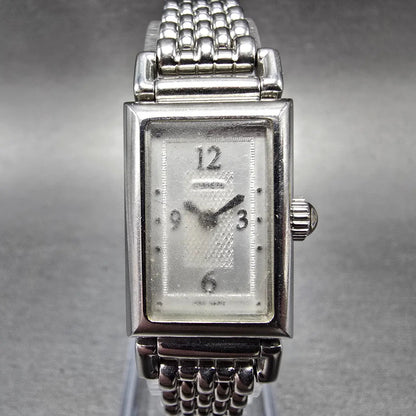 Coach Tank Watch Women 17mm Silver Dial Silver Tone Rectangle 0820 New Battery0