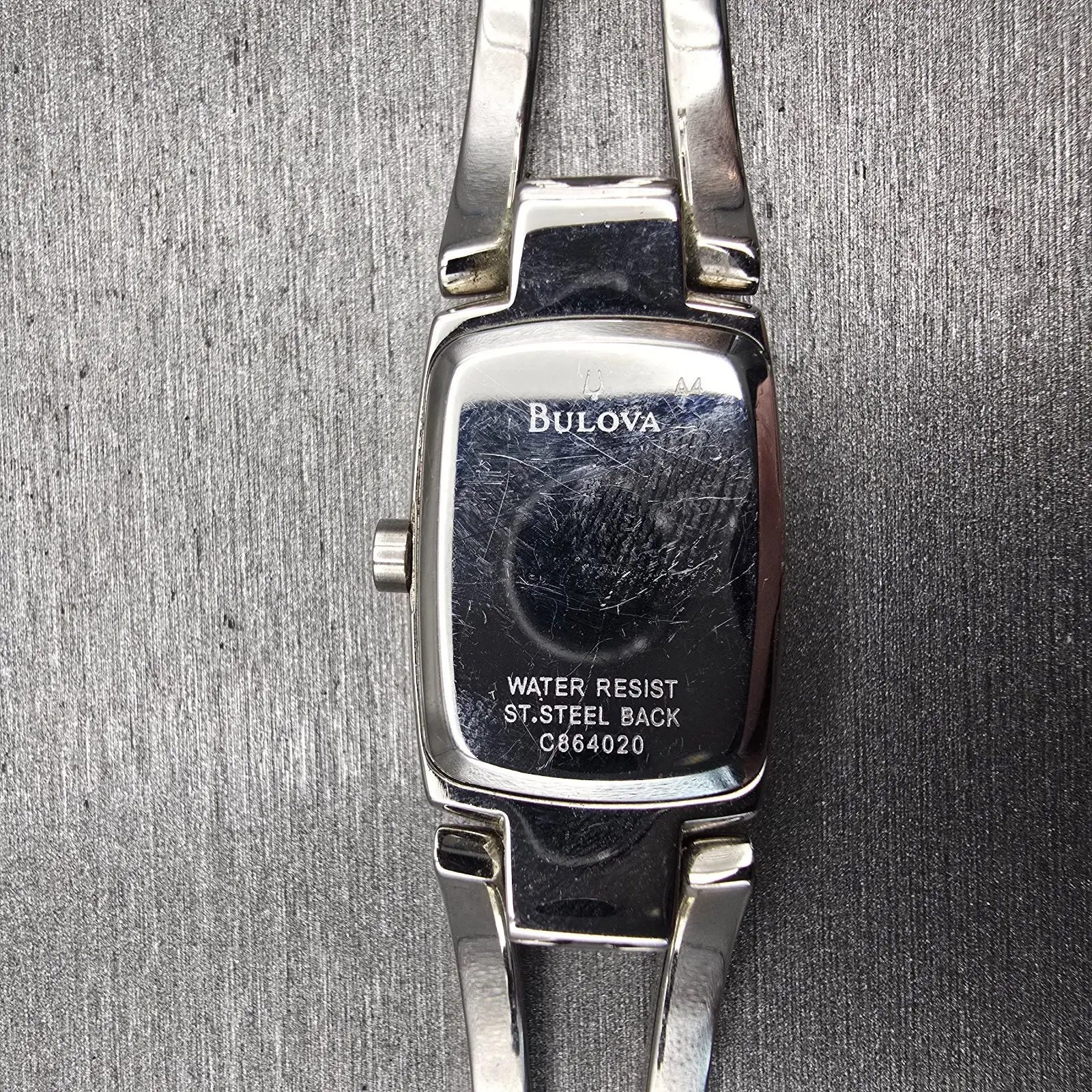 Bulova Watch Women 17mm Black Dial Silver Tone Rectangle 96T03 New Battery10