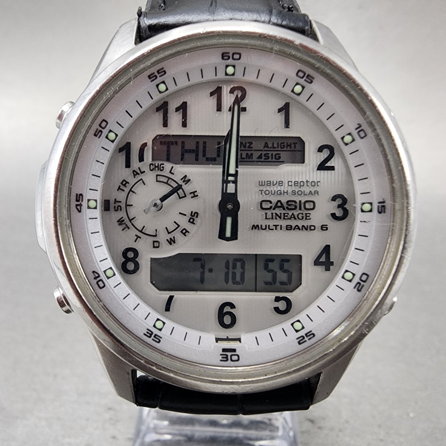 Casio Lineage LCWM300 Watch Men 43mm White Dial Steel Analog Digital Works1