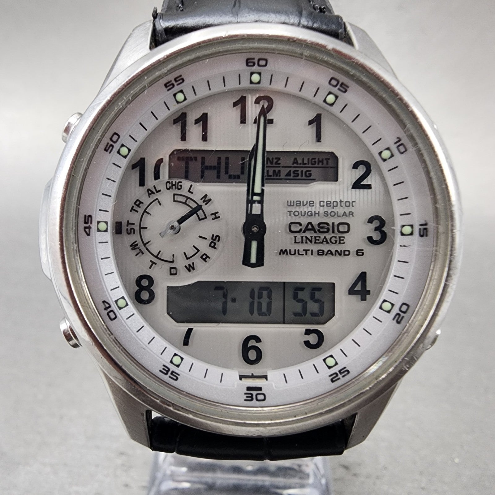 Casio Lineage LCWM300 Watch Men 43mm White Dial Steel Analog Digital Works1