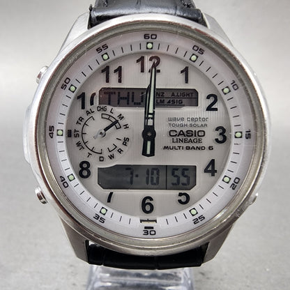 Casio Lineage LCWM300 Watch Men 43mm White Dial Steel Analog Digital Works1