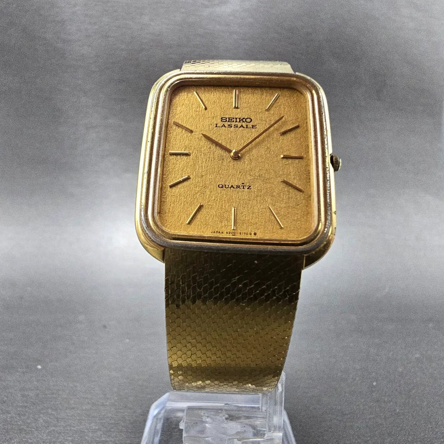 Seiko Lassale Tank Watch Men 27mm Champagne Dial Gold Tone 9300-5159 PARTS VTG6