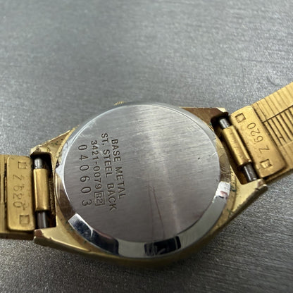 Seiko Watch Women 23mm Champagne Dial Gold Tone Round 3421-0079 New Battery9