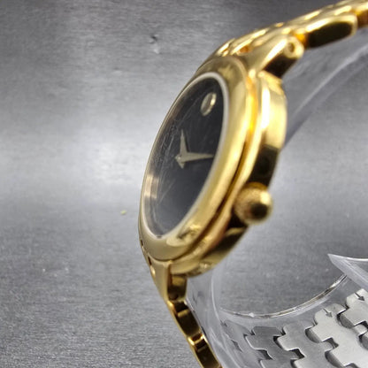 Movado Museum Watch Women 26mm Black Dial Gold Tone Round 87.A1.833 New Battery2
