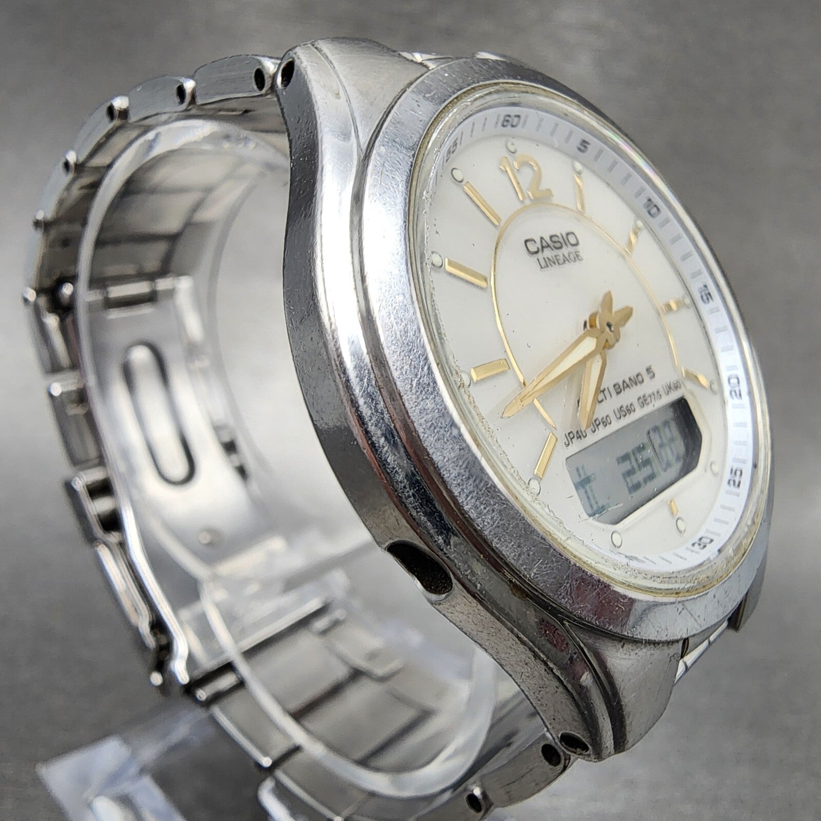 Casio Lineage Watch Men 38mm White Dial Stainless Steel Atomic READ!!!! LCWM2003