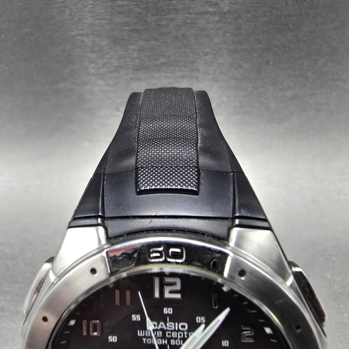 Casio WVA-470 Watch Men 42mm Black Silver Wave Ceptor Alarm Chronograph Round 784