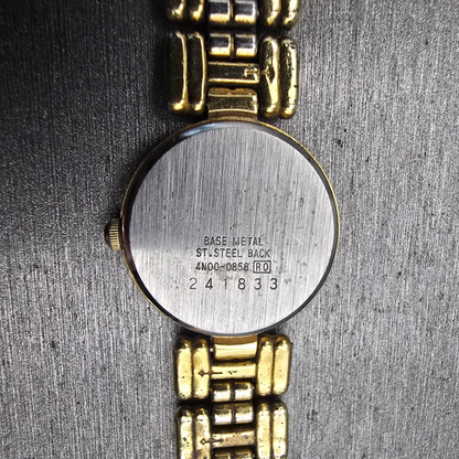 Seiko Watch Women 21mm Black Dial Gold Tone Round 4N00-0858 New Battery Vintage10