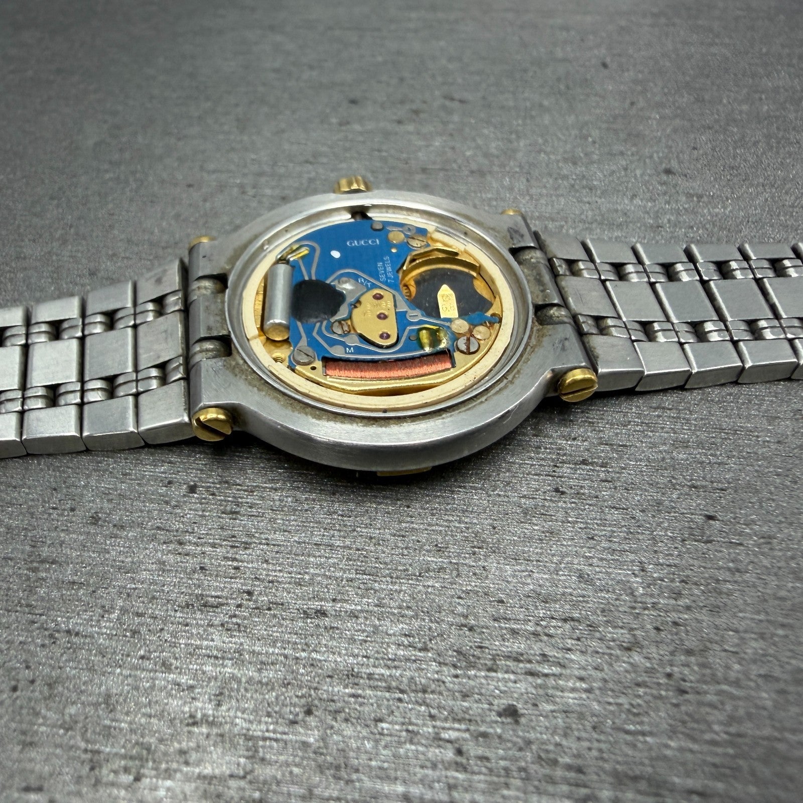 Gucci 9000L Watch Women 25mm Cream Dial Two Tone Date Round NO CASEBACK PARTS14