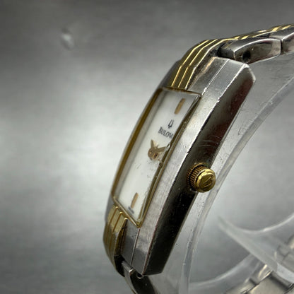 Bulova Watch Women 15mm MOP Dial Two Tone Rectangle 98L001 New Battery2