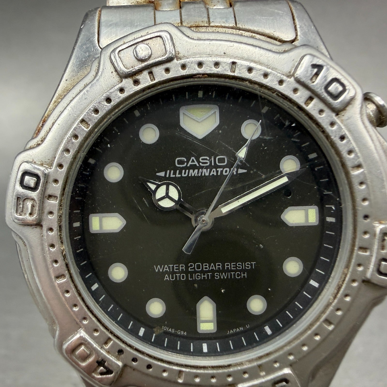 Casio Illunimator Dive Watch Men 39mm Black Dial Silver Tone MD-781 READ!!!!!!!1