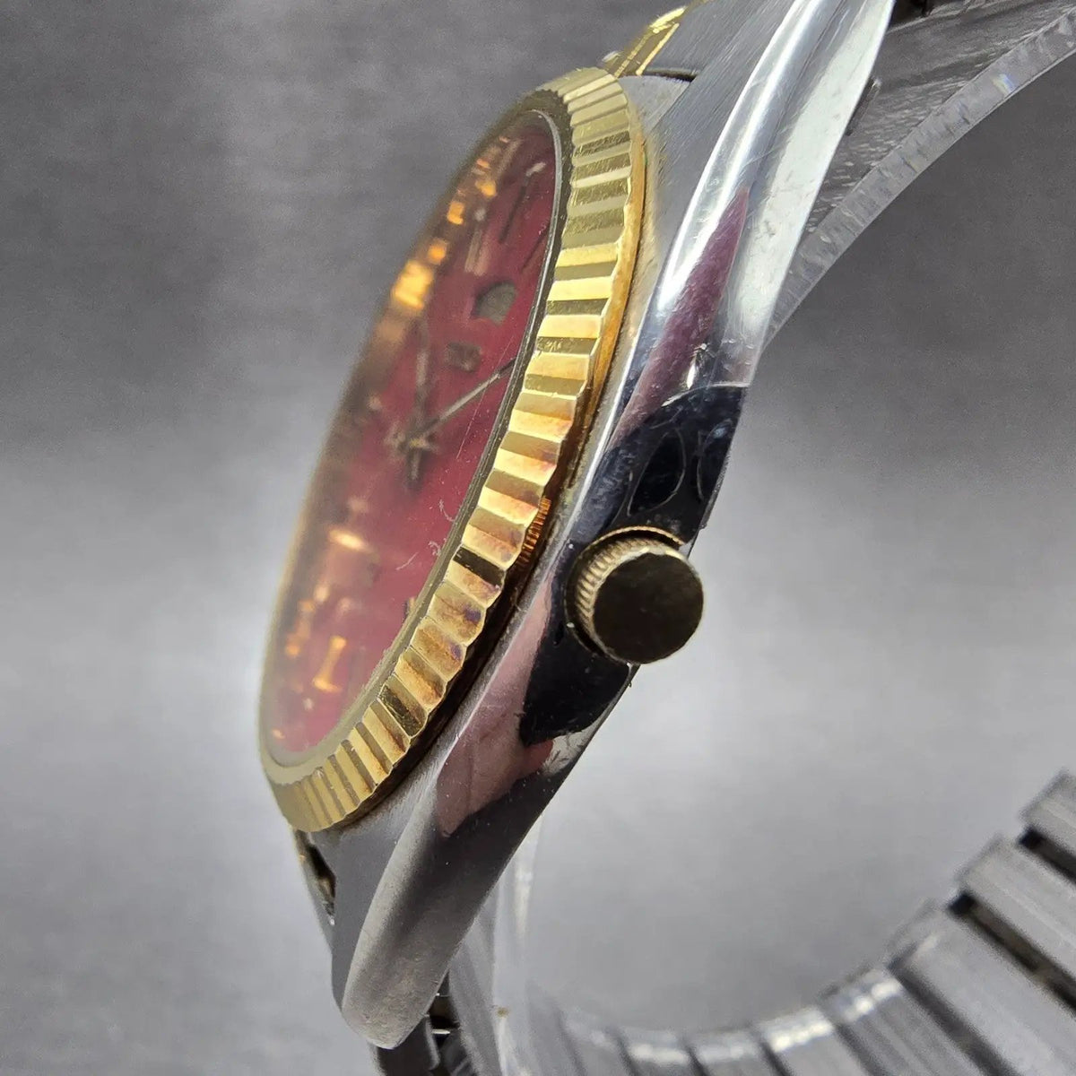 Seiko President Watch Men 36mm Red Dial Two Tone Daydate 5Y23-8A69 New Batt2