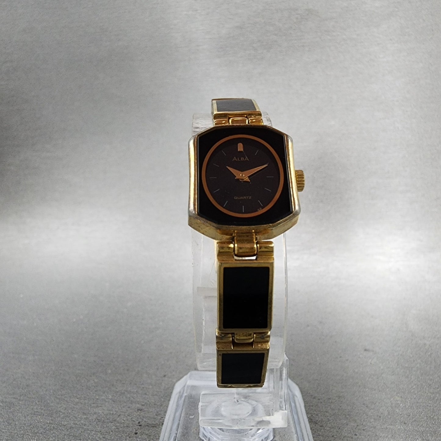 Seiko Alba Watch Women 16mm Black Dial Black & Gold Tone V2325780 New Battery5