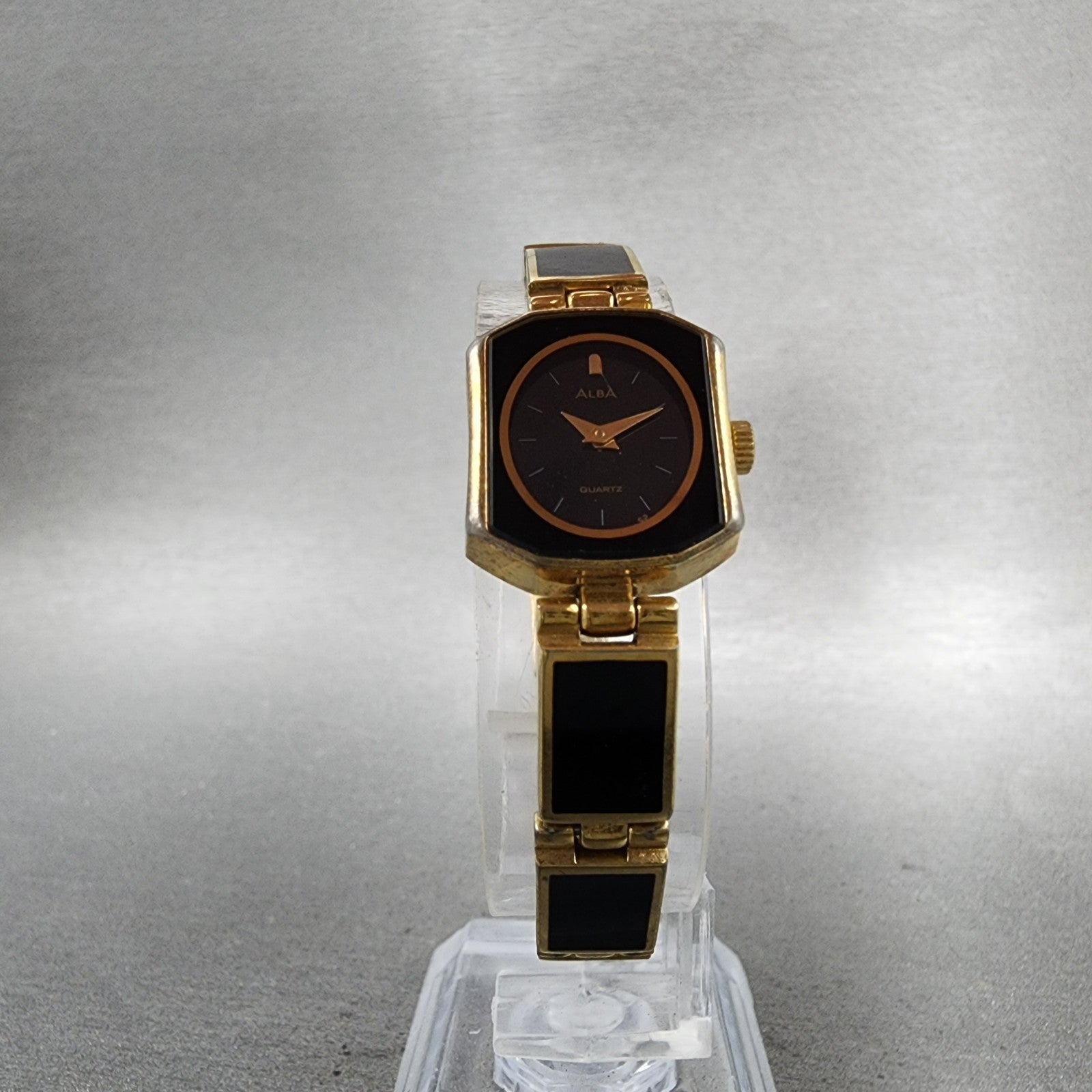 Seiko Alba Watch Women 16mm Black Dial Black & Gold Tone V2325780 New Battery5
