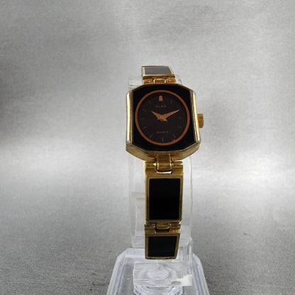 Seiko Alba Watch Women 16mm Black Dial Black & Gold Tone V2325780 New Battery5