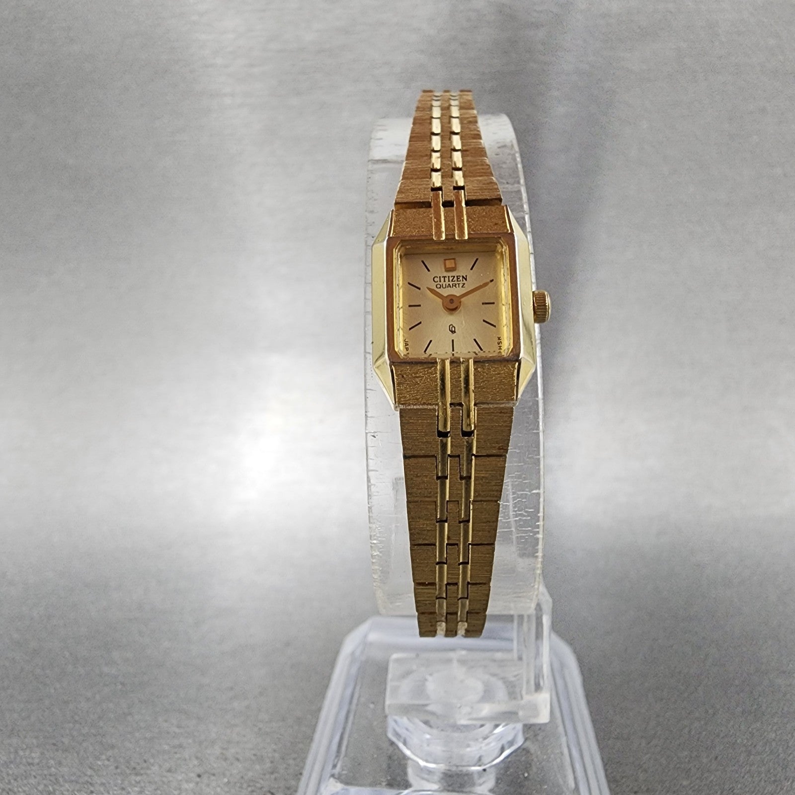 Citizen CQ Tank Watch Women 13mm Champagne Dial Gold Tone 5421S18531 New Batt5
