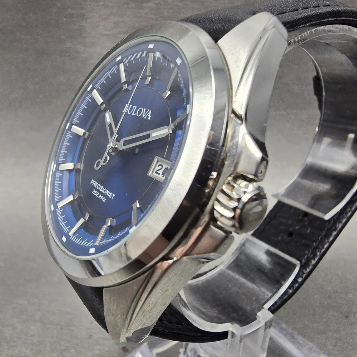 Bulova Precisionist Watch Men 43mm Blue Dial Silver Tone Date 96B257 New Battery2