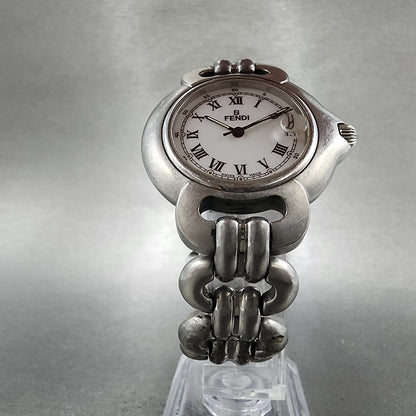 Fendi Orologi Watch Men 34mm White Dial Silver Tone Date Round READ!!!! New Batt5