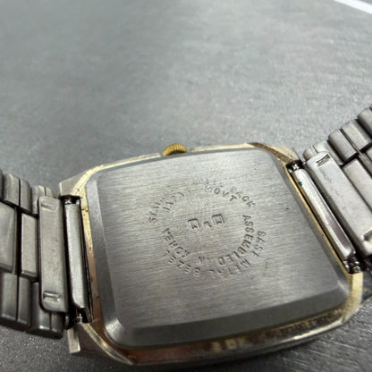 Citizen Q&Q Tank Watch Unisex  27mm Champagne Dial Two Tone Octagon New Battery9
