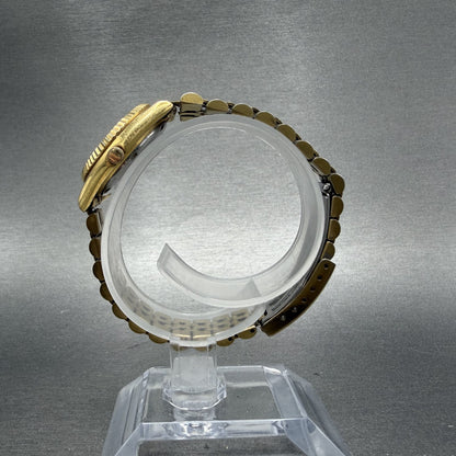 Seiko SQ Watch Women 24mm Black Dial Gold Tone Daydate 24mm Round New Battery4