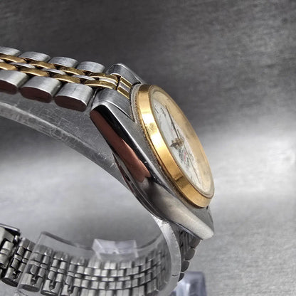 Seiko Watch Women 24mm White Dial Two Tone Daydate Round 7N83-0011 New Battery 53