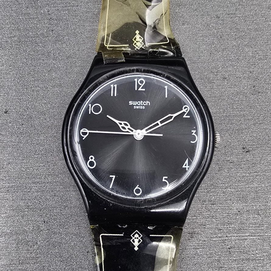 Swatch 1920 Watch Men 34mm Black Dial Black Case Round GB275 New Battery READ0