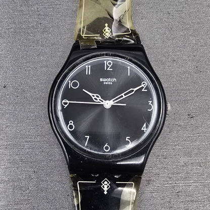 Swatch 1920 Watch Men 34mm Black Dial Black Case Round GB275 New Battery READ0