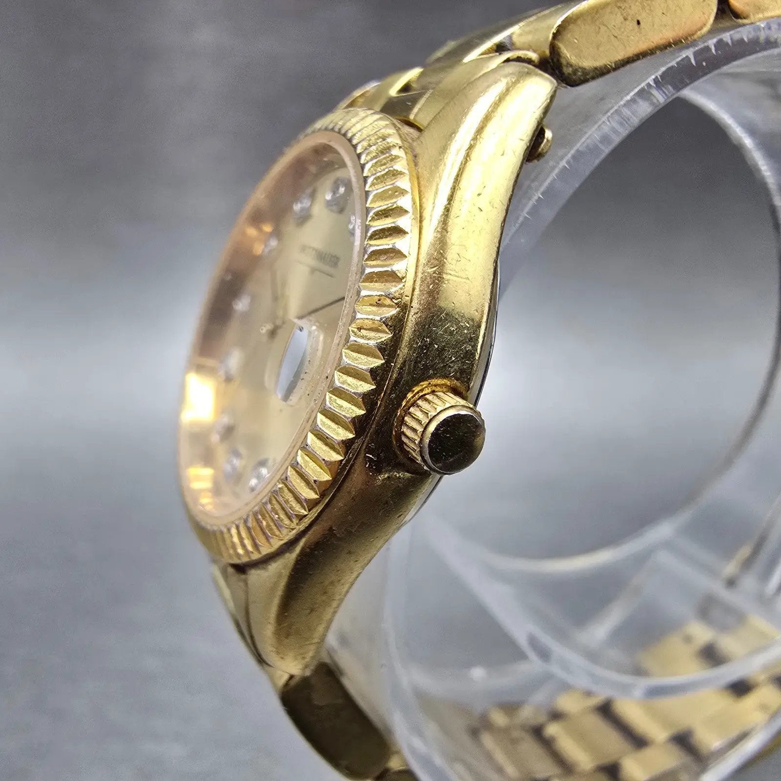 Wittnauer Watch Women 24mm Champagne Dial Gold Tone Date 11P04 New Battery2