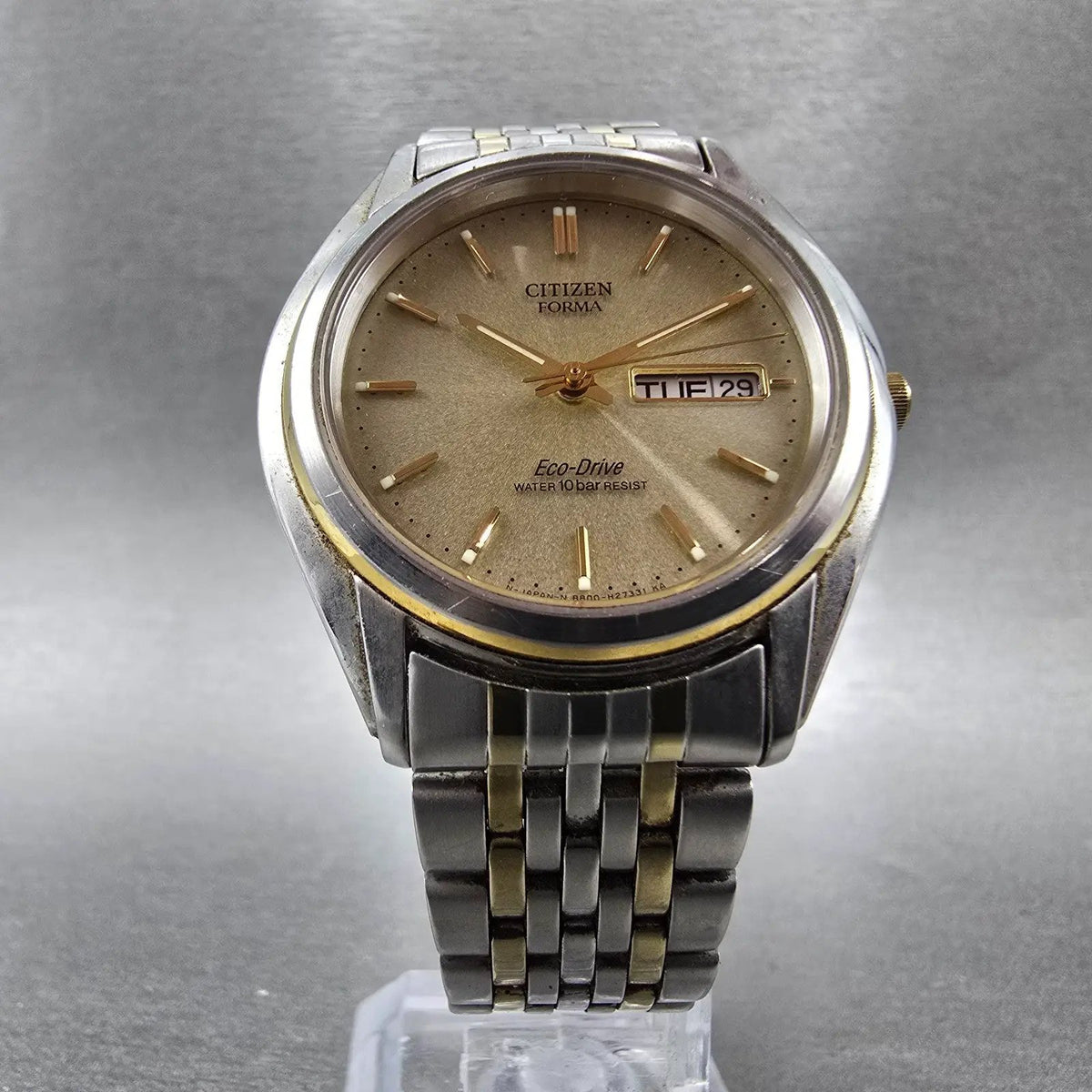 Citizen Forma Eco-Drive Watch Men 36mm Champagne Dial Two Tone Round Works JDM5