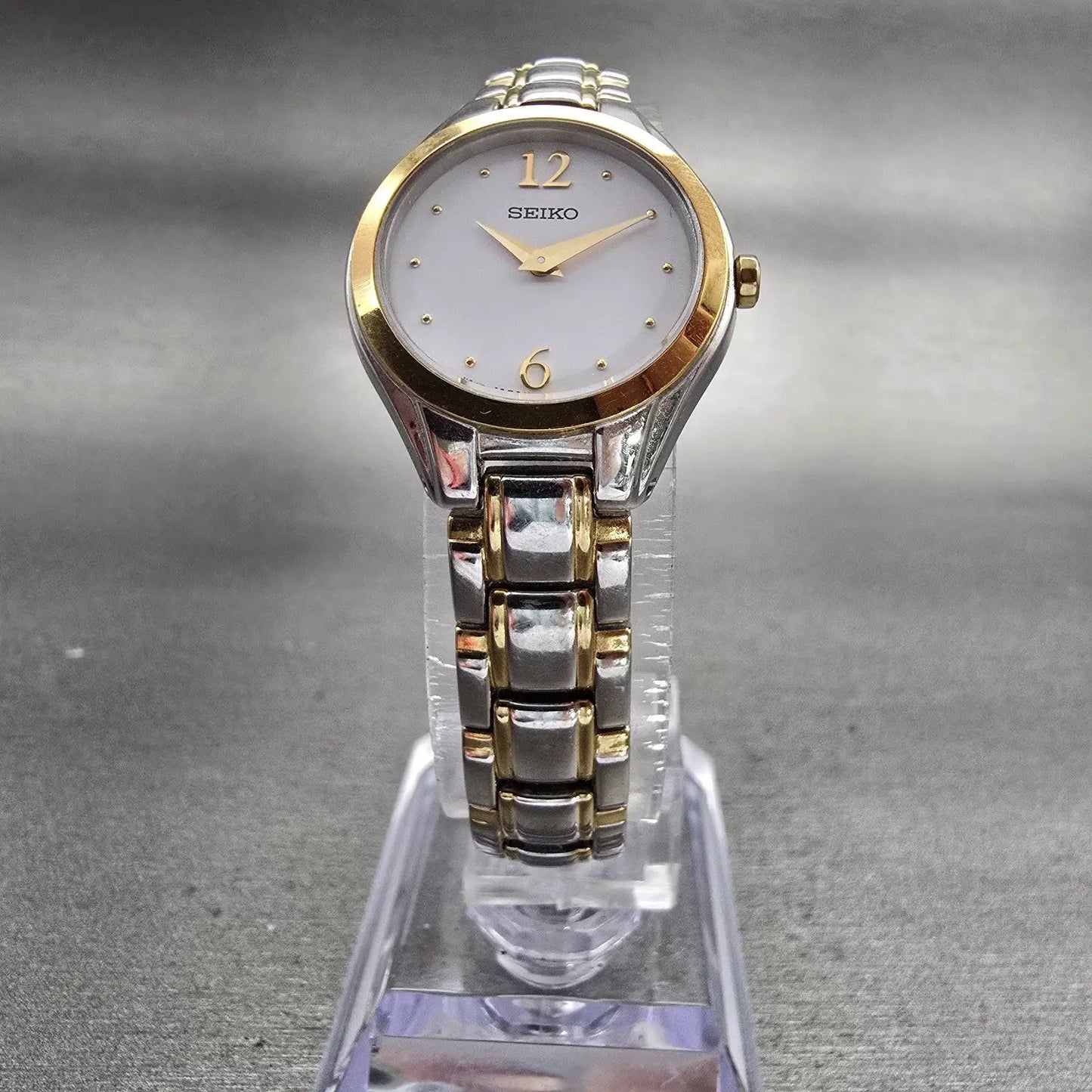 Seiko Watch Women 23mm White Dial Two Tone Round 1N00-0RM0 New Battery Vintage5
