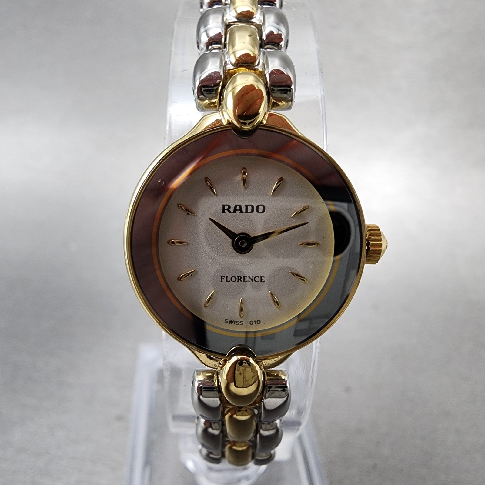 Rado Florence Watch Women 20mm White Dial Two Tone Round 153.3665.2 New Battery1