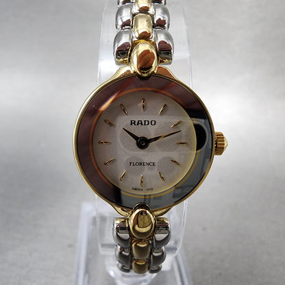 Rado Florence Watch Women 20mm White Dial Two Tone Round 153.3665.2 New Battery1